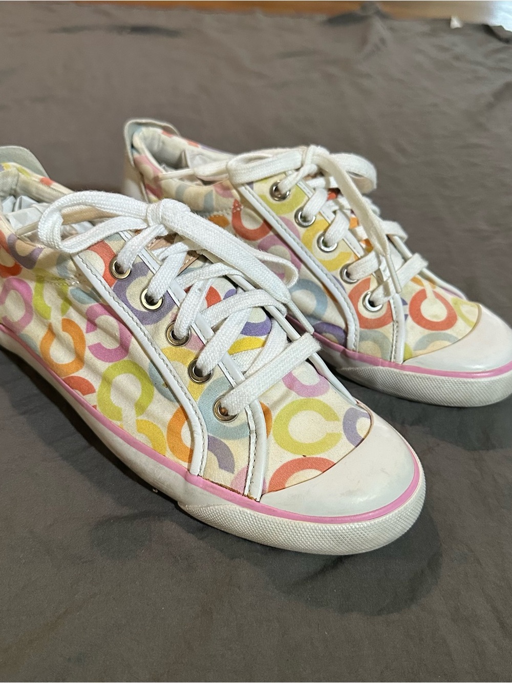 Coach Garrett Low-Top Canvas Sneaker (Beige/Pastel Print)